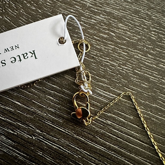 New Kate Spade Gold Tone Pave Key Pendant necklace Lock & Spade Chain WBRUH385 - Picture 4 of 5